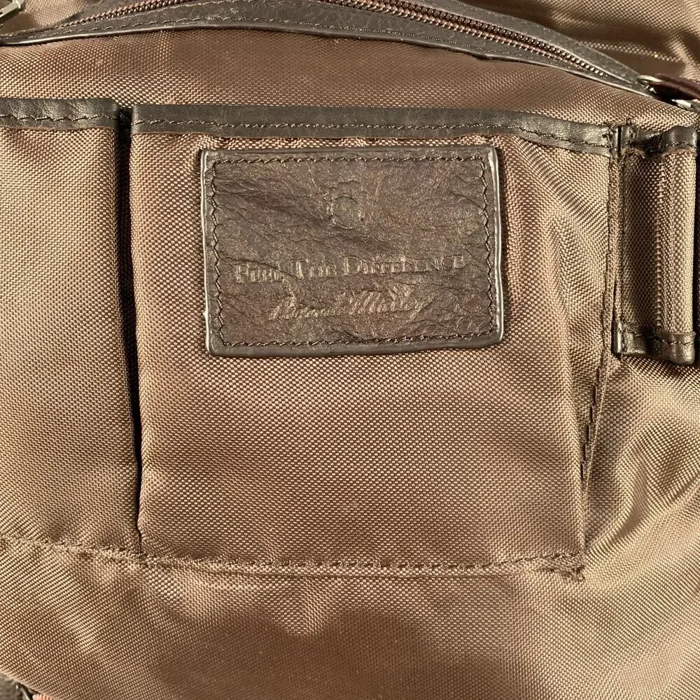 FREE PEOPLE Brown Crackled Leather Shoulder Bag